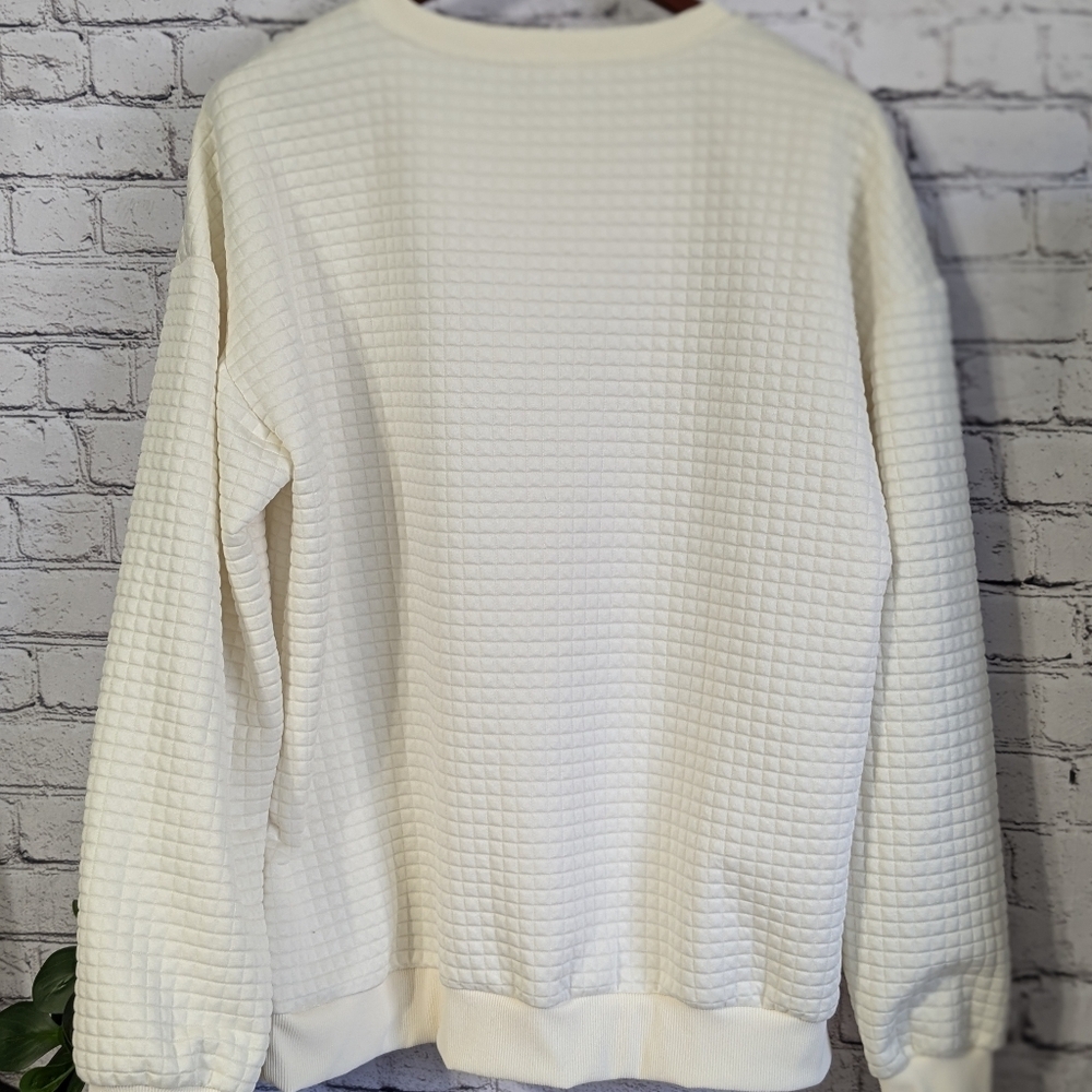 Lightweight waffle sweatshirt, cat print - Picture 2 of 8